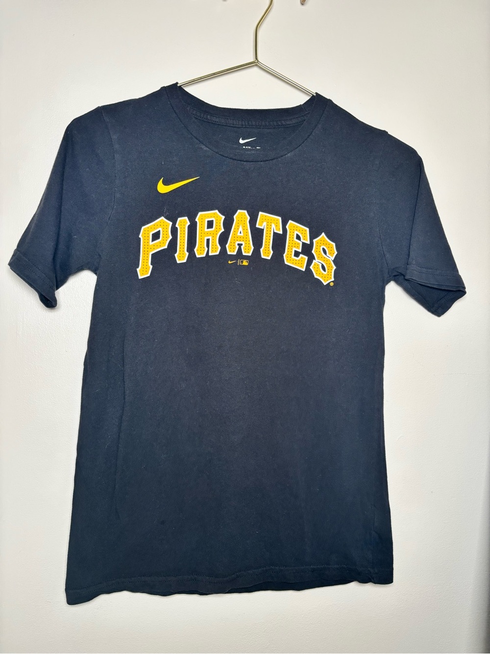 Nike Kids Navy Tee with Yellow Pirates Graphic